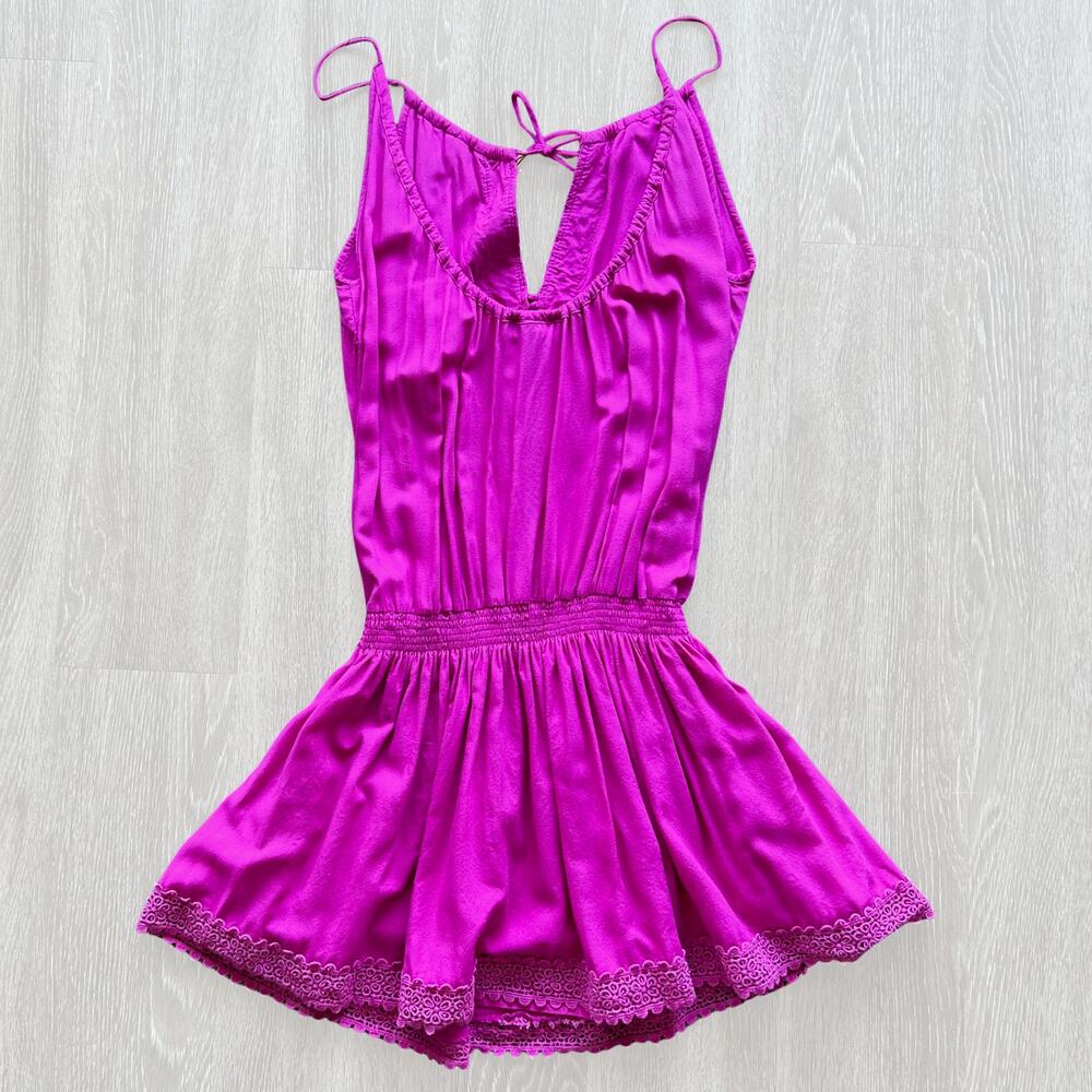 Melissa Odabash Chelsea Short Dress Viola Magenta Lace Trim Medium - Picture 10 of 11